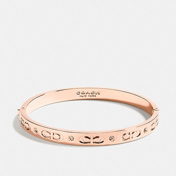 COACH Kissing C Hinged Bangle Rose Gold NWOT